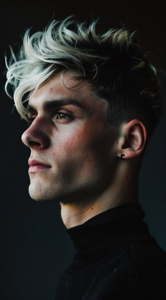17 Black and White Hairstyles for Men: Stand Out with These Trendy Ideas 3 side swept blonde highlights on black hair