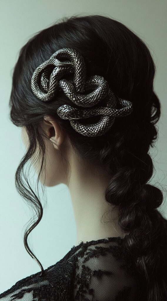 17 Medusa Hair Ideas 5 silver serpent low braid