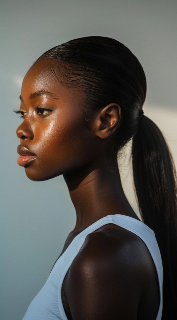 24 Protective Hairstyles for Thin Hair: Stylish Solutions for Delicate Strands 14 simple low ponytail perfect for not stressing the edges