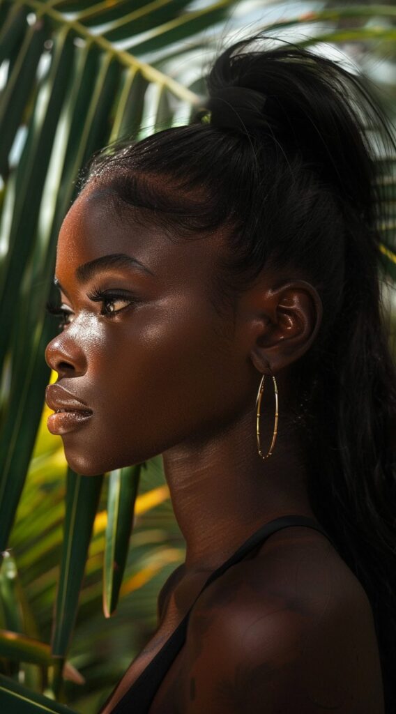10 Vacation Hairstyles for Black Women: Stunning Ideas for Your Next Getaway 9 simple straight and sleek high ponytail