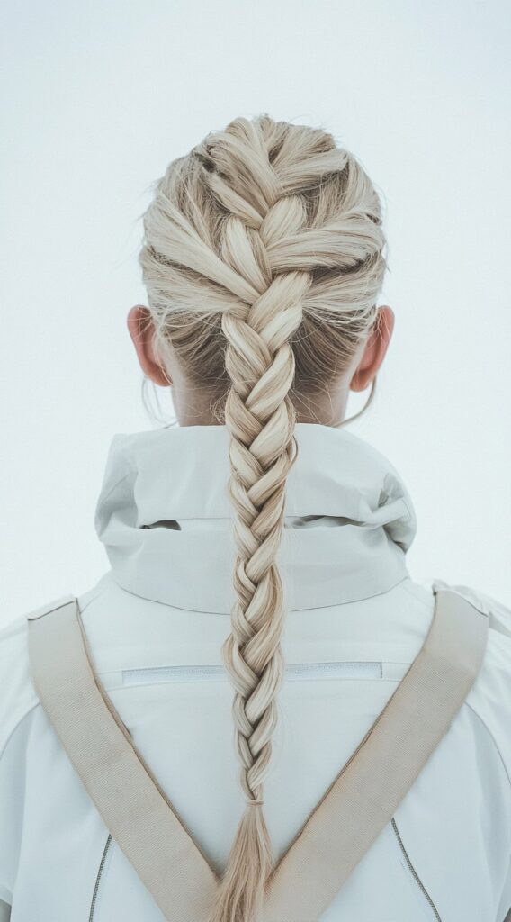 Top 21 Skiing Hairstyles to Wear Under a Helmet 4 single french braid
