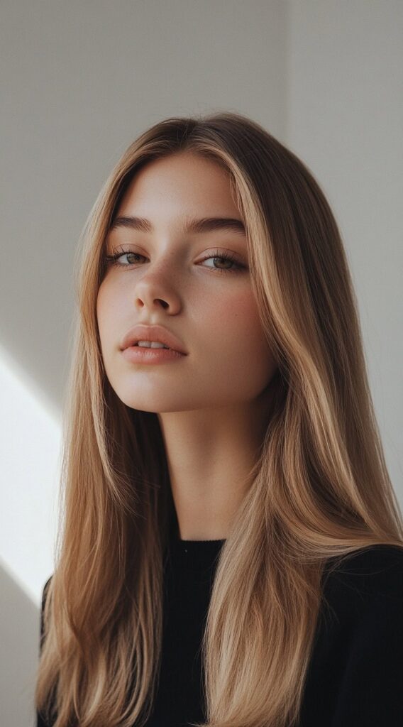 Warm Caramel Balayage with Honey Highlights: 17 Stunning Hairstyle Ideas to Enhance Your Look 16 sleek and straight honey caramel balayage
