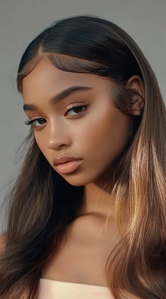 24 Gorgeous Straight Hairstyles 2 sleek and straight with baby hair