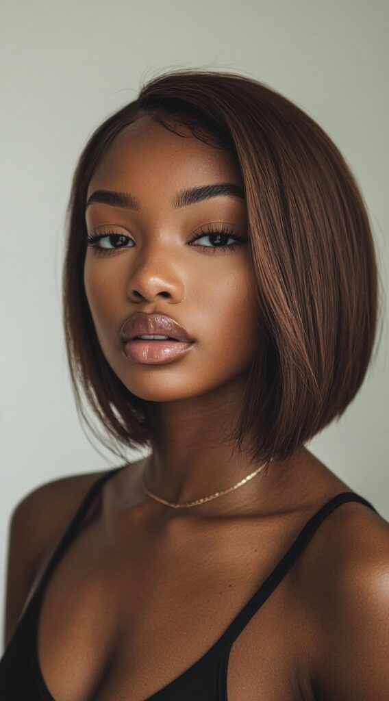 17 Trendy Brown Bob Hairstyles 15 sleek asymmetrical bob
