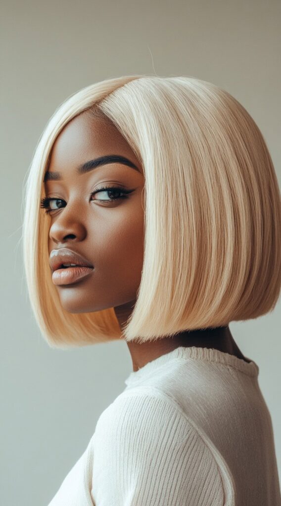 29 Modern Blonde Bob Hairstyles 12 sleek blonde bob with blunt edges