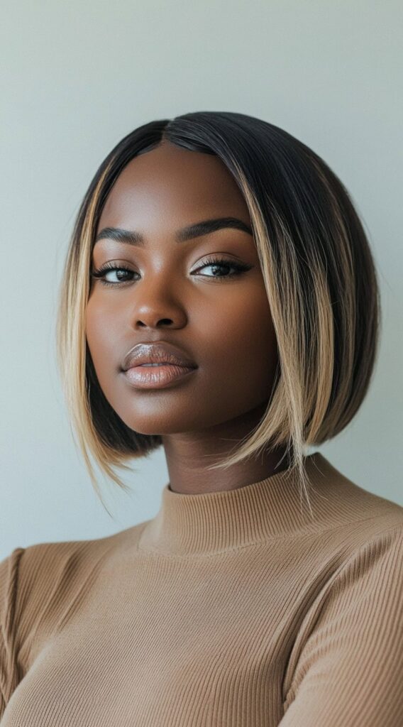 29 Modern Blonde Bob Hairstyles 27 sleek bob with blonde highlights