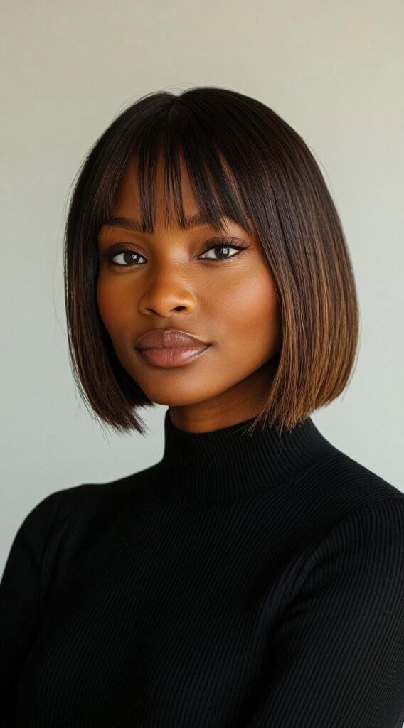 17 Trendy Brown Bob Hairstyles 17 sleek bob with full bangs