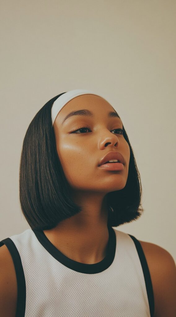 36 Top Basketball Hairstyles: Practical and Stylish Ideas for the Court 34 sleek bob with headband