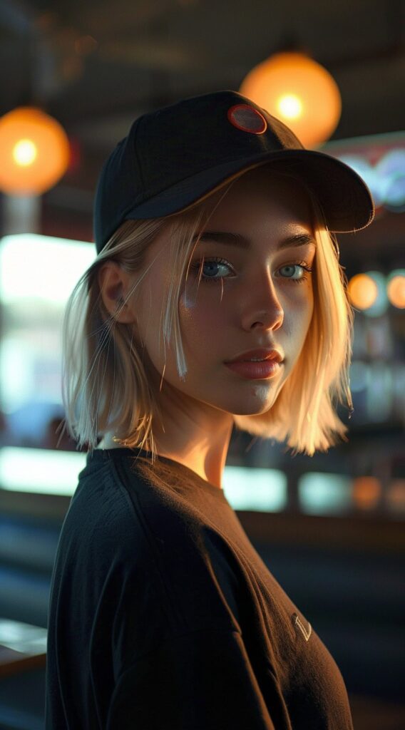 25 Hat Hairstyles for Work: Stylish and Professional Ideas for Women 21 sleek bob with one side tucked behing the ear