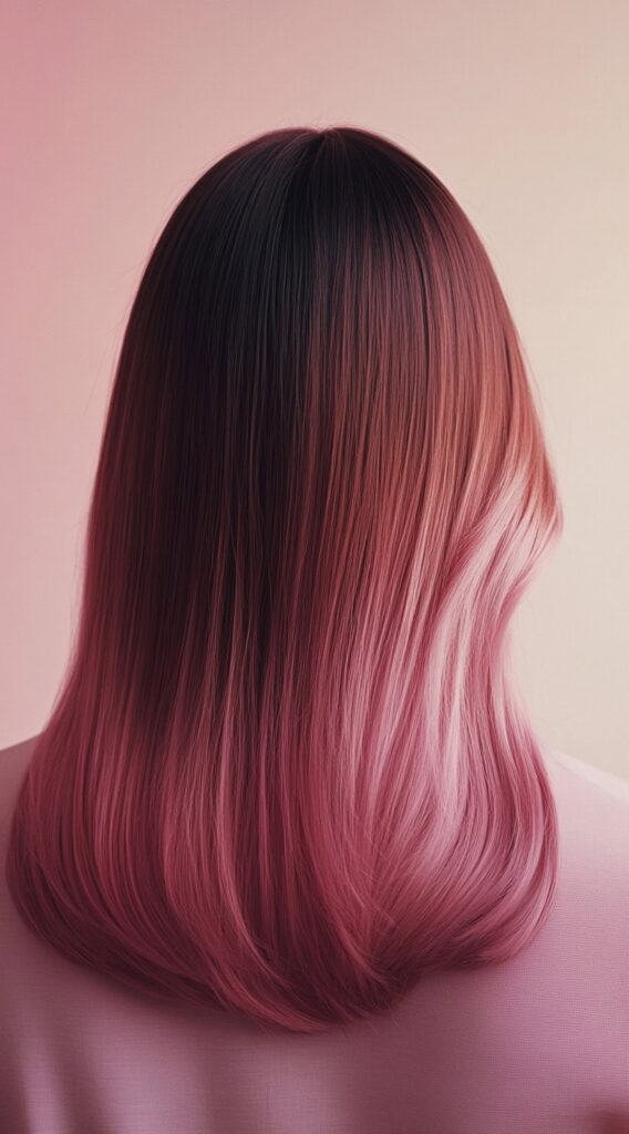 21 Pretty Pink Highlights in Brown Hair 5 sleek brown to pink ombre