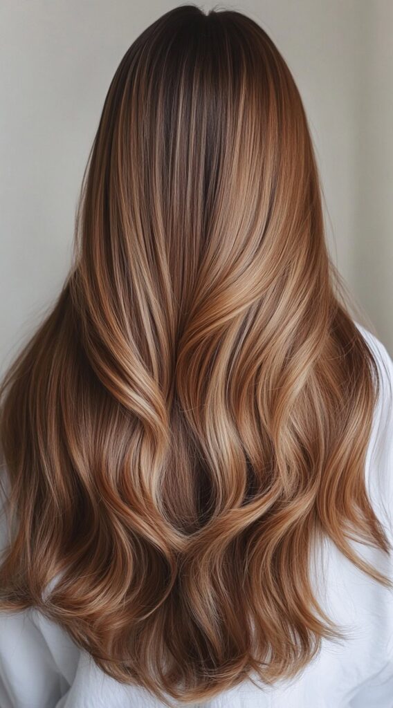 Warm Caramel Balayage with Honey Highlights: 17 Stunning Hairstyle Ideas to Enhance Your Look 3 sleek caramel balayage with honey highlights