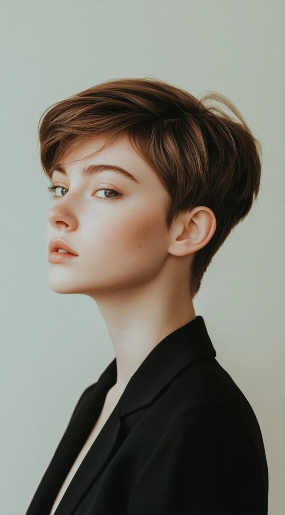37 Formal Hairstyles for Short Hair: Elegant and Chic Ideas for Any Occasion 2 sleek chestnut brown pixie