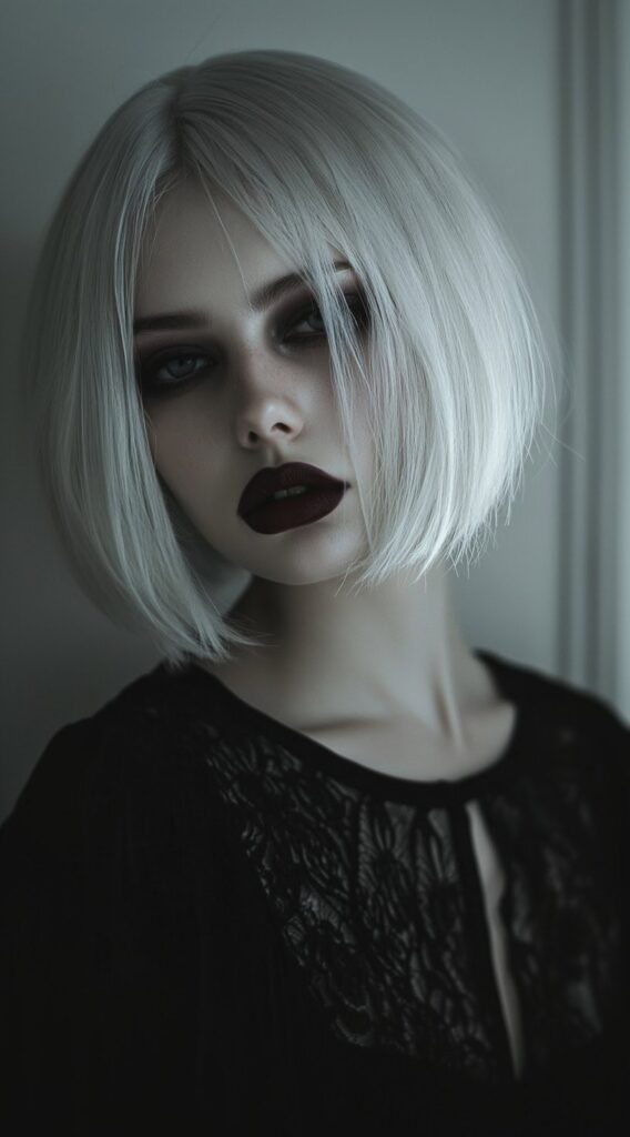 36+ Vampire Hairstyles for Women 14 sleek face framing bob with middle part