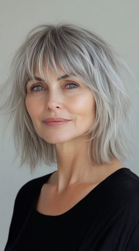 20 Volumizing Choppy Bob Hairstyles for Fine Hair 19 sleek gray bob with soft shag layers