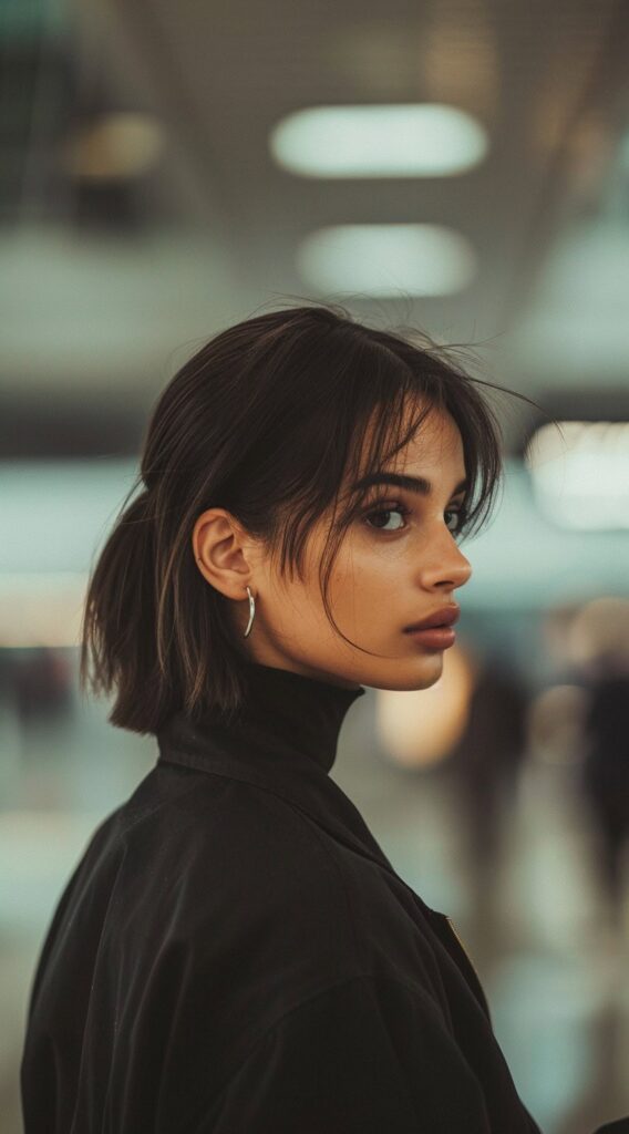 29 Airport Hairstyles for Short Hair: Trendy and Easy Ideas for Travel 7 sleek half up half down bob