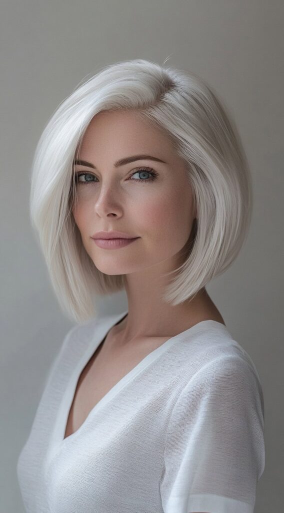 29 Modern Blonde Bob Hairstyles 7 sleek icy blonde bob