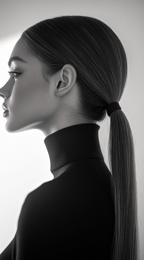 24 Gorgeous Straight Hairstyles 21 sleek low ponytail