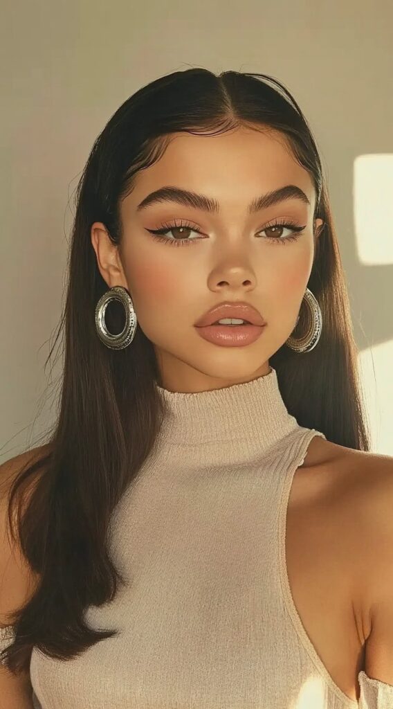 24 Gorgeous Straight Hairstyles 7 sleek middle parted straight hair