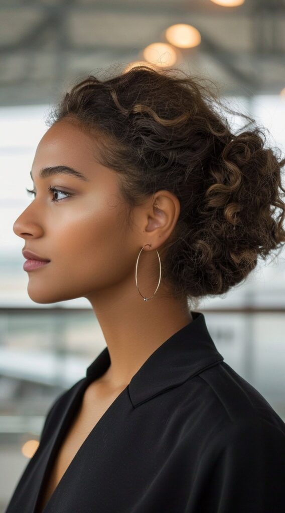 17 Airport Hairstyles for Curly Hair: Stay Cute on the Go and Travel in Style 5 sleek professional updo for business travel