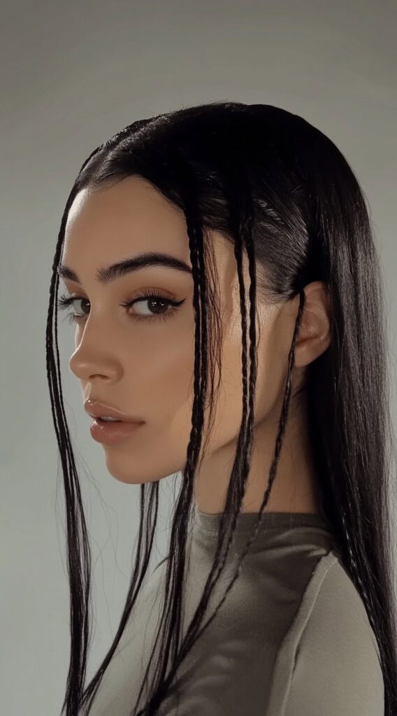 24 Gorgeous Straight Hairstyles 23 sleek straight hair with micro braids