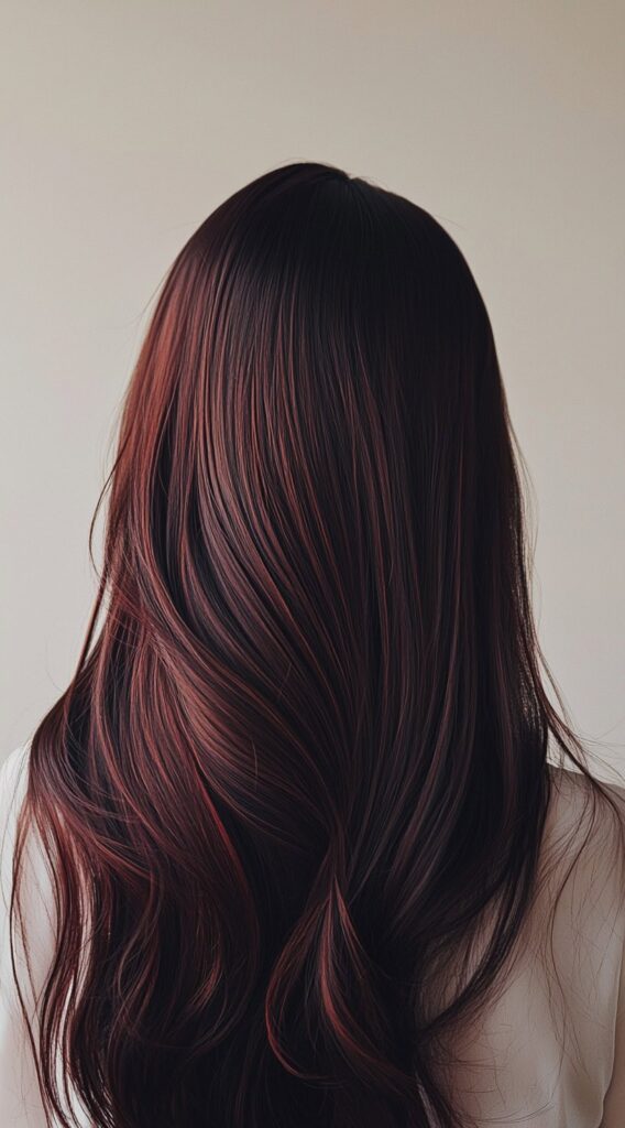 17 Cherry Cola Balayage Ideas: Add Depth and Drama to Your Locks 5 sleek straight with dark cherry strands