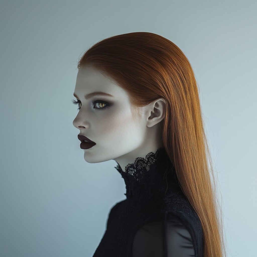 36+ Vampire Hairstyles for Women 16 slicked back sleek long hair