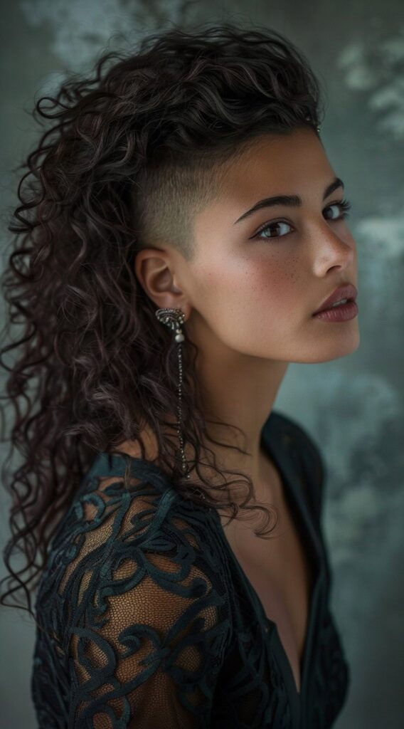 10 Long Curly Hair with Undercut Women Hairstyles: Stunning Ideas to Transform Your Look 1 slicked back undercut