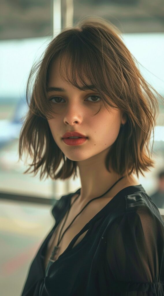 29 Airport Hairstyles for Short Hair: Trendy and Easy Ideas for Travel 14 soft bob with wispy bangs
