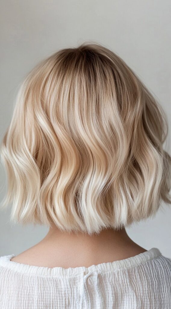 23 Winter Highlights for Blondes: Gorgeous Color Ideas to Warm Up Your Look 23 soft butter blonde on dark blonde roots bob
