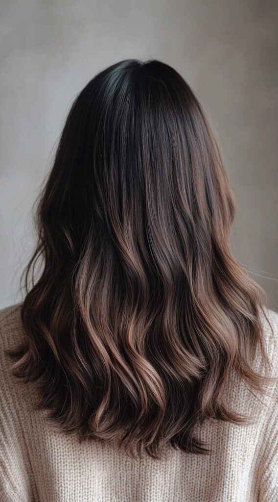 24 Winter Balayage Ideas for Brunettes: Subtle and Bold Hairstyles for a Fresh Winter Glow 15 soft chocolate balayage for medium length waves