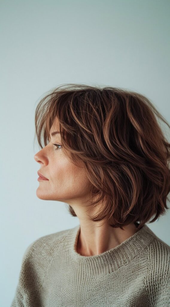 20 Volumizing Choppy Bob Hairstyles for Fine Hair 5 soft choppy bob with warm brown tones