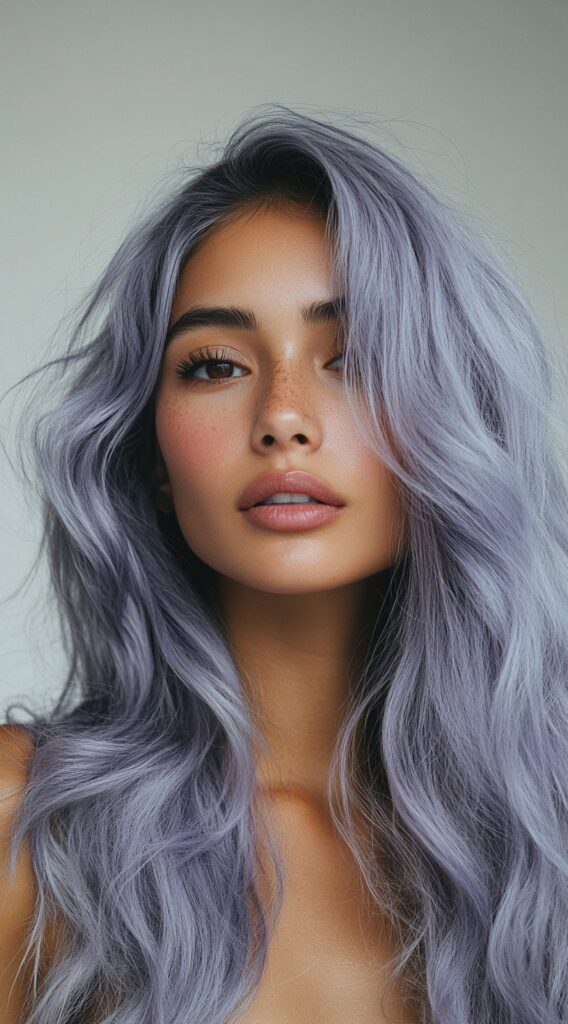 27 Flattering Hair Color Ideas for Brown Skin 21 soft lavender waves
