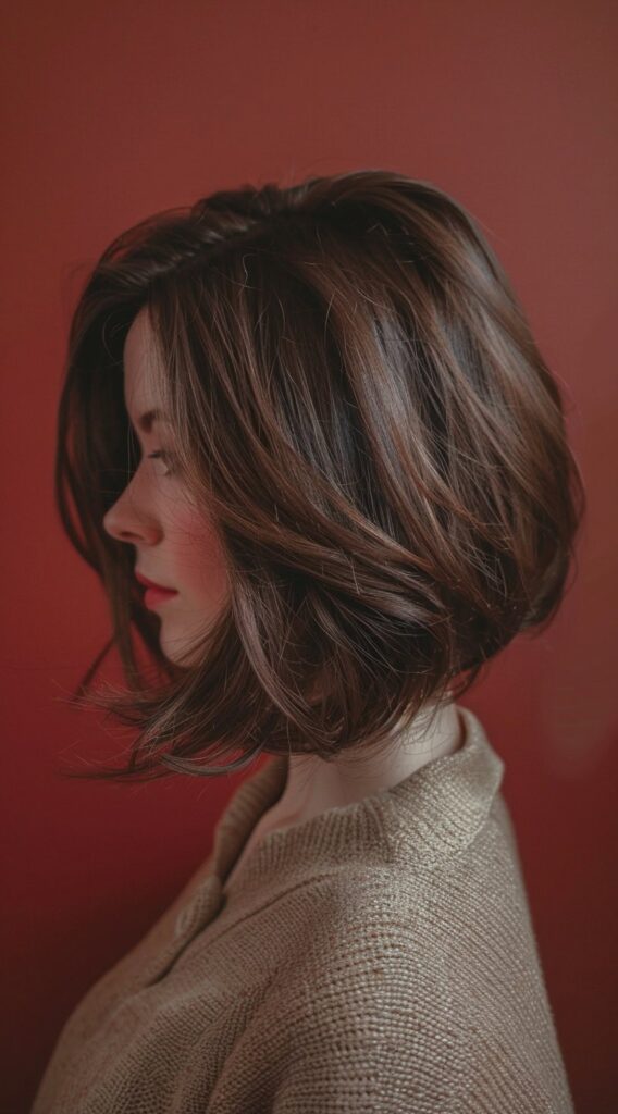 21 Stacked Bob Hairstyles for Fine Hair: Volume and Elegance 19 soft middle parted stacked lob long bob