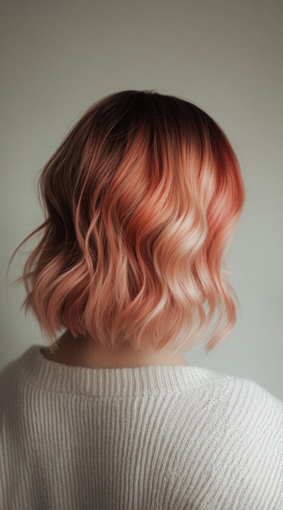 17 Red Copper Balayage Ideas: Stunning Ways to Add Warmth and Style to Your Hair 12 soft peachy copper bob