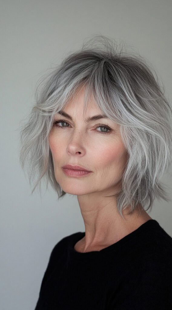 20 Volumizing Choppy Bob Hairstyles for Fine Hair 16 soft silver bob with feathered layers