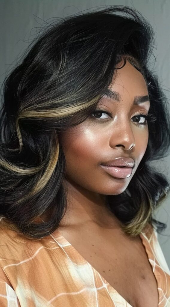 Peekaboo Highlights for Black Women: Transform Your Look with These 20 Stunning Ideas 5 soft waves with honey blonde highlights