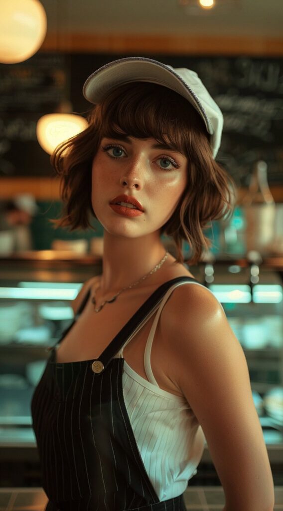 25 Hat Hairstyles for Work: Stylish and Professional Ideas for Women 22 soft wavy bob with bangs