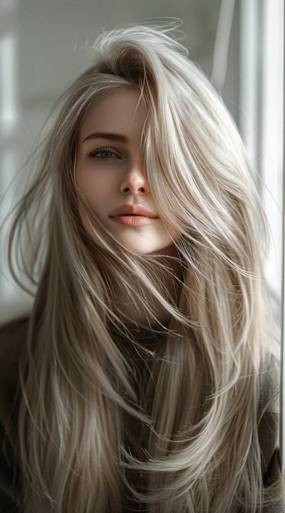27 Long Hairstyles With Layers 5 straight layered hair with side bangs
