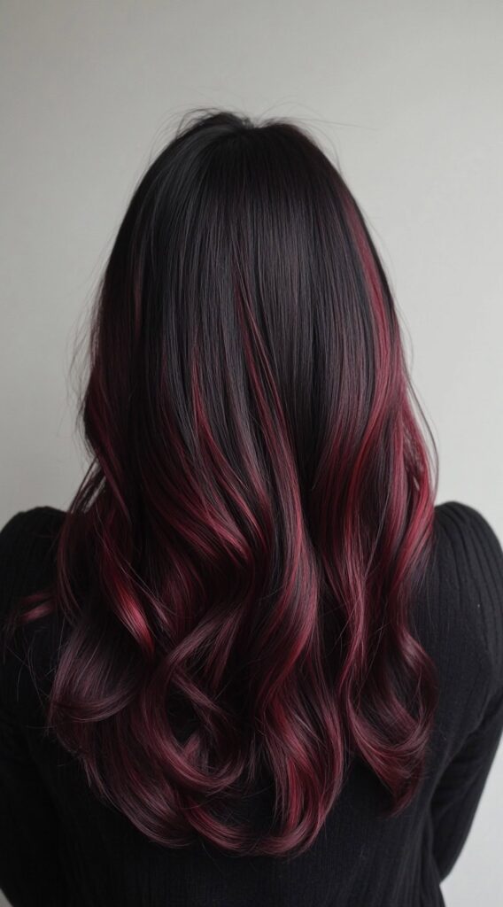 17 Cherry Cola Balayage Ideas: Add Depth and Drama to Your Locks 3 straight with cherry cola ribbons