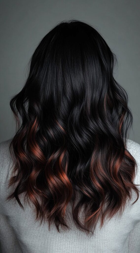 17 Red Copper Balayage Ideas: Stunning Ways to Add Warmth and Style to Your Hair 6 subtle copper touches on wavy layers