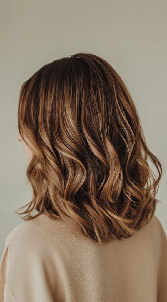 17 Honey Brown Balayage Ideas: Gorgeous Ideas for a Sun-Kissed Glow 3 subtle honey brown balayage on lob