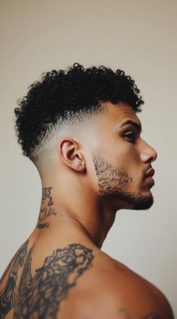 23 Curly Hairstyles for Men with Fade: Bold and Stylish Ideas for Every Curl Type 20 tapered curly afro with line up