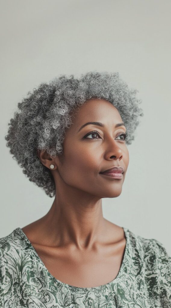 24 Chic Short Hairstyles for Women Over 50 with Gray Hair 22 tapered curly crop