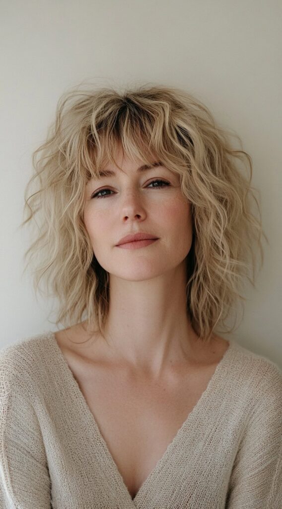 19 Flawless Fine Hair with Bangs Hairstyles 5 textuerd wavy bob with choppy bangs