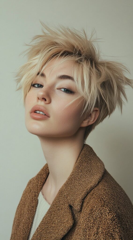 23 New Year’s Hairstyles for Short Hair 21 textured blonde pixie with tousled layers