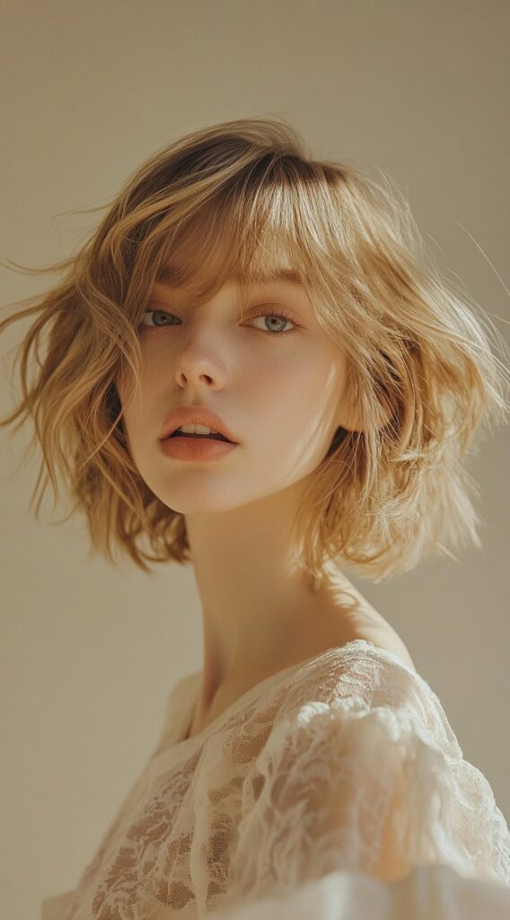 27 Chic Bob Hairstyles with Bangs: Fresh Ideas for a Modern and Flattering Look 3 textured bob with choppy bangs