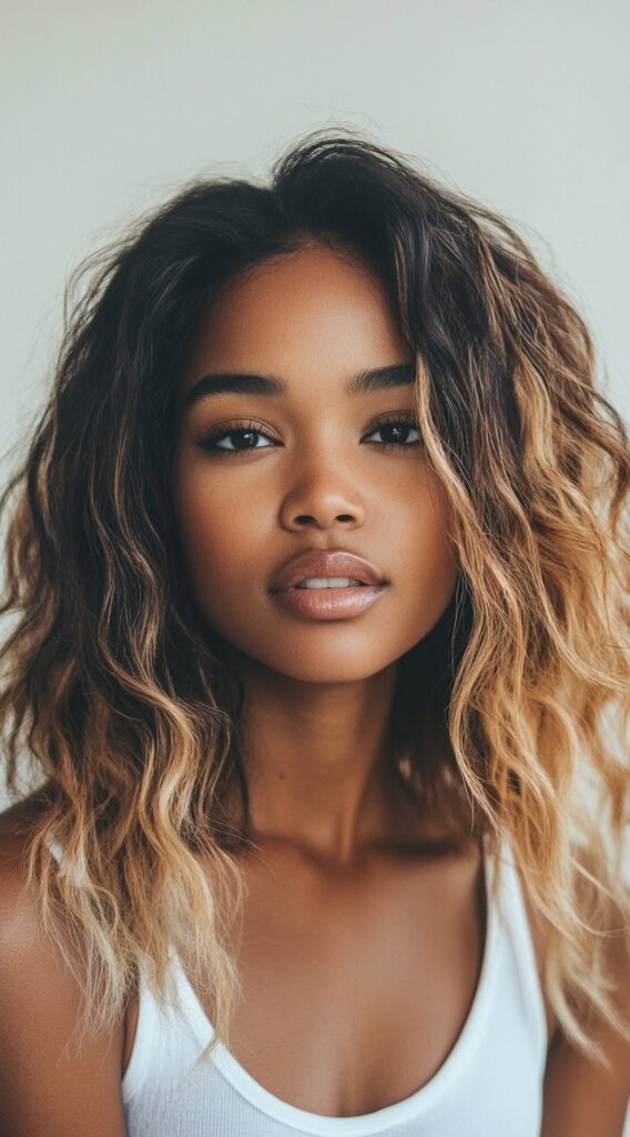17 Honey Brown Balayage Ideas: Gorgeous Ideas for a Sun-Kissed Glow 16 textured honey brown balayage on loose waves