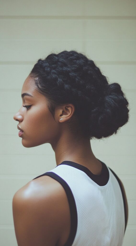 36 Top Basketball Hairstyles: Practical and Stylish Ideas for the Court 20 textured low bun with crown braids