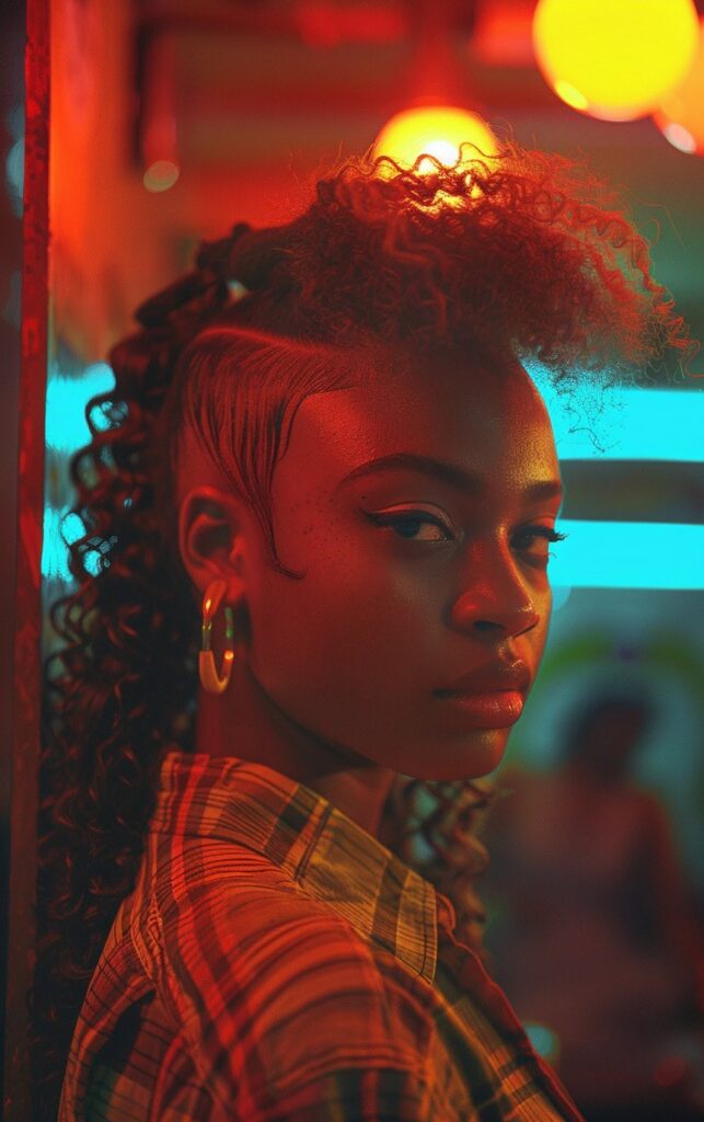 Shaved Sides with Ponytail for Black Women: 27 Stylish and Bold Ideas for Your Next Look 10 textured mohawk ponytail with shaved patterns