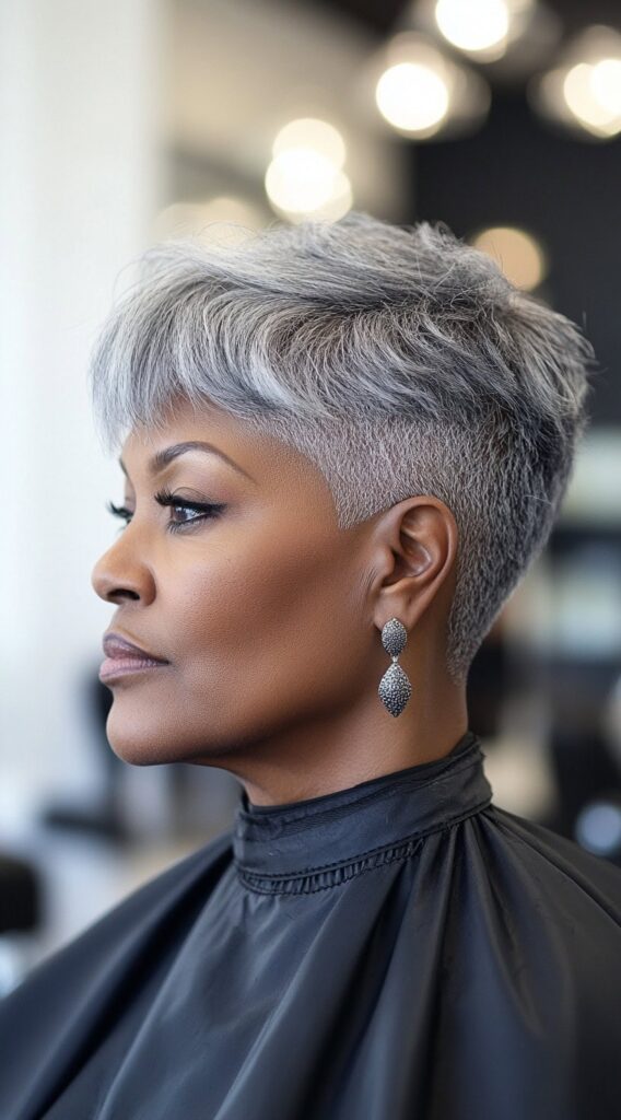 26 Older Black Women Hairstyles for Over 50 15 textured silver undercut